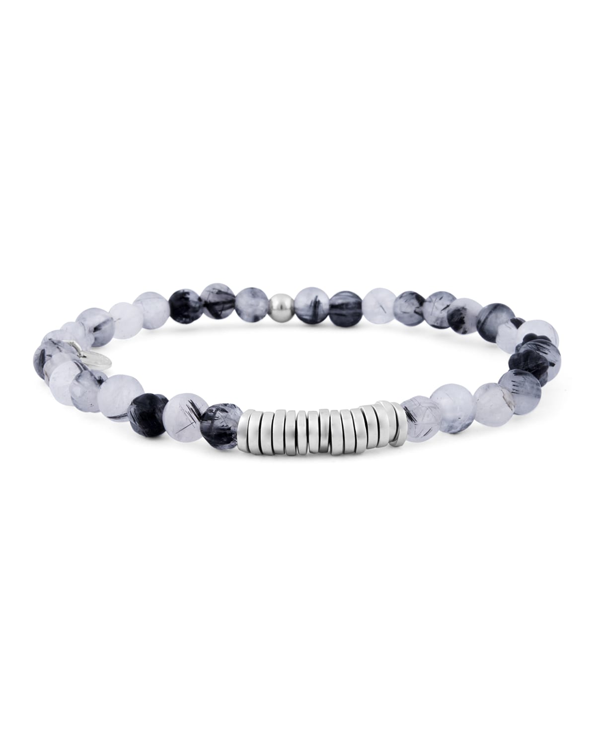 Tateossian Men 's Round Rutilated Quartz Beaded Bracelet