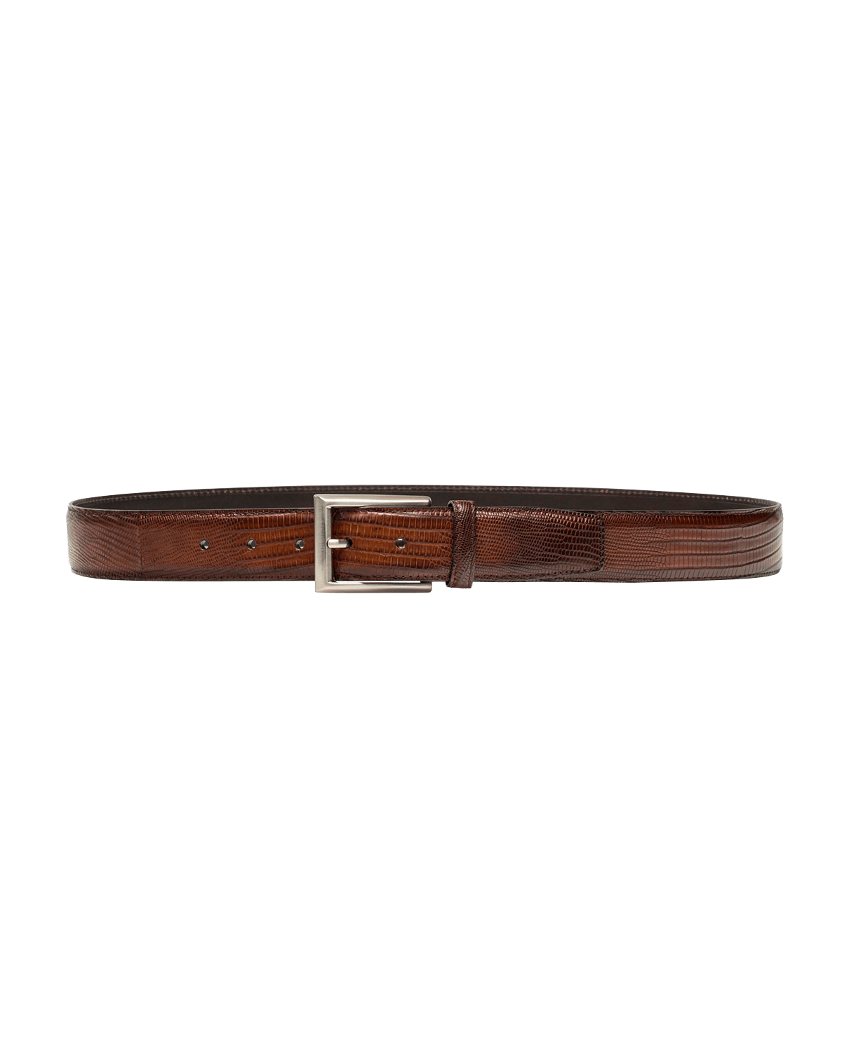 Magnanni Men's Lizard Silvertone-Buckle Belt, Cognac