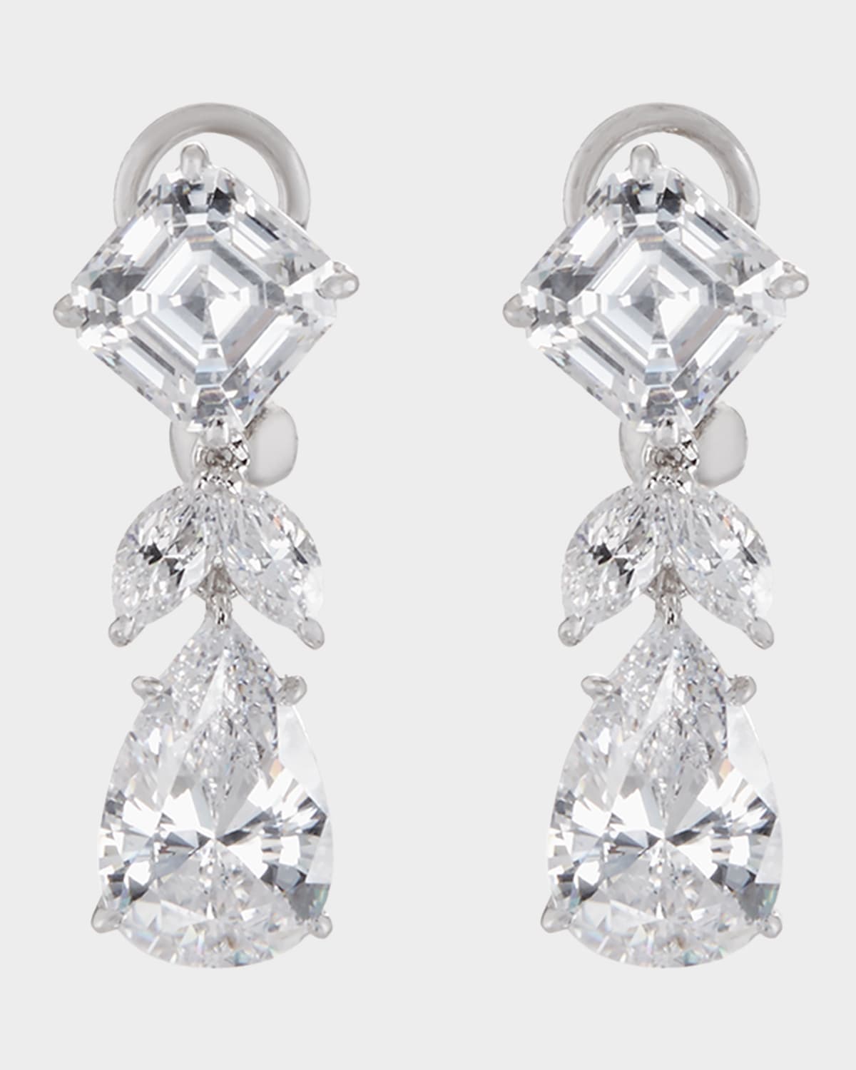 Fantasia by DeSerio Mixed-Cut CZ Short Drop Earrings