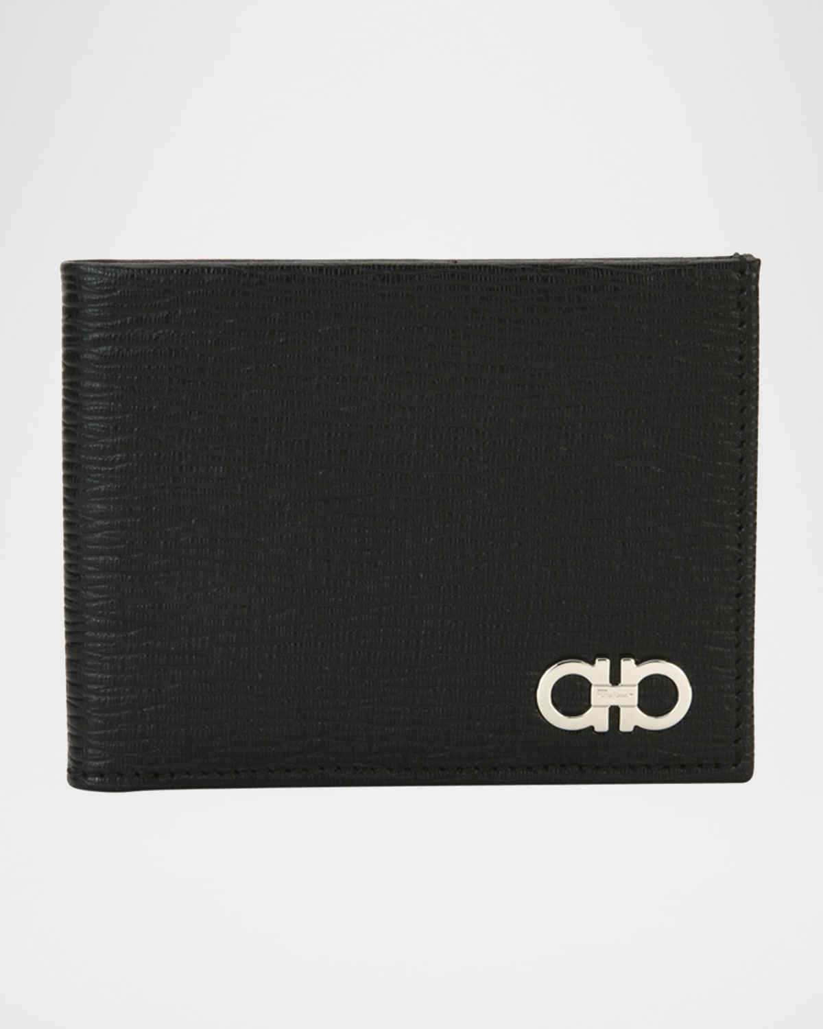 Ferragamo Men's Revival Gancini Bi-Fold Leather Wallet, Black/Red