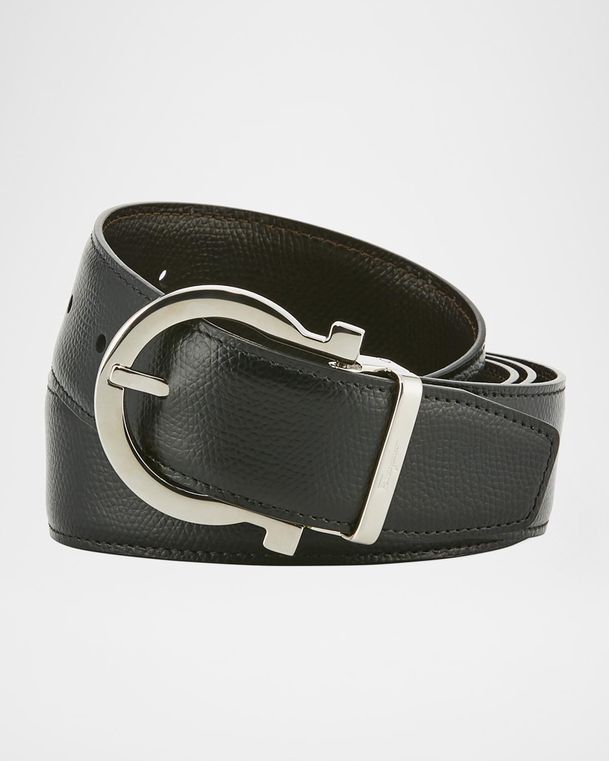 Men & apos;s Stamped Leather Gancio Buckle Belt