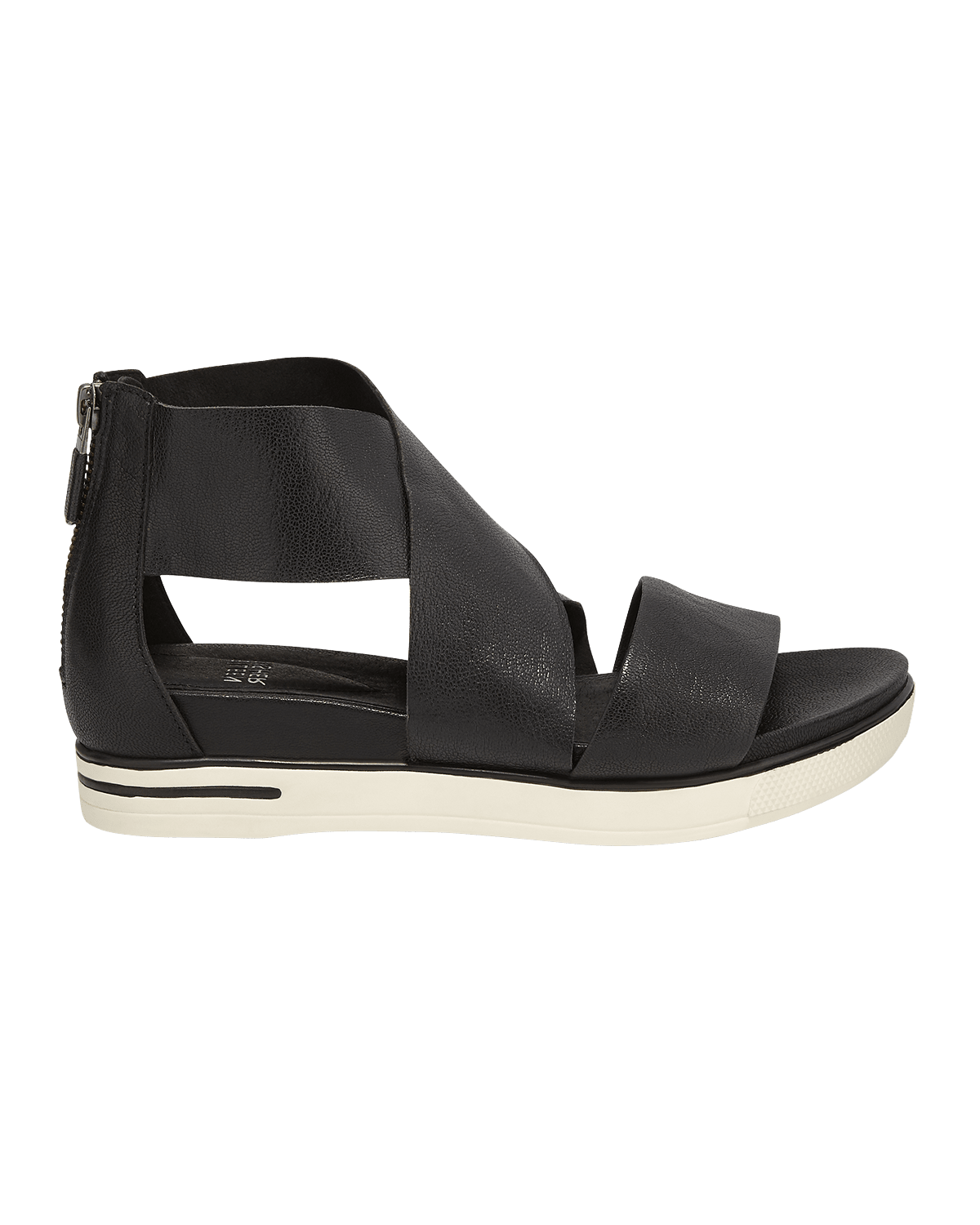 Eileen Fisher Sport Wide-Strap Leather Sandals, Black