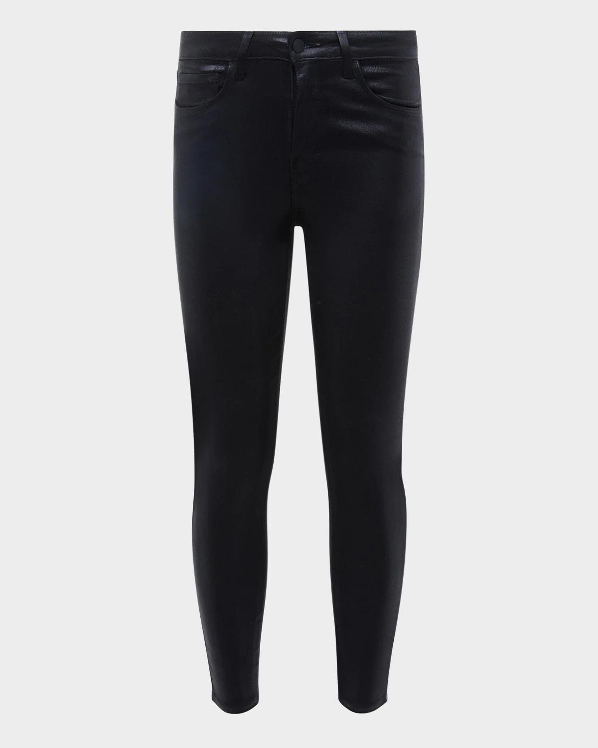 L 'AGENCE Margot Coated High-Rise Skinny Ankle Jeans