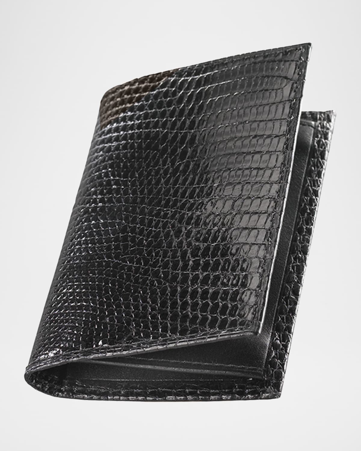 Neiman Marcus Lizard Business Card Case, Black
