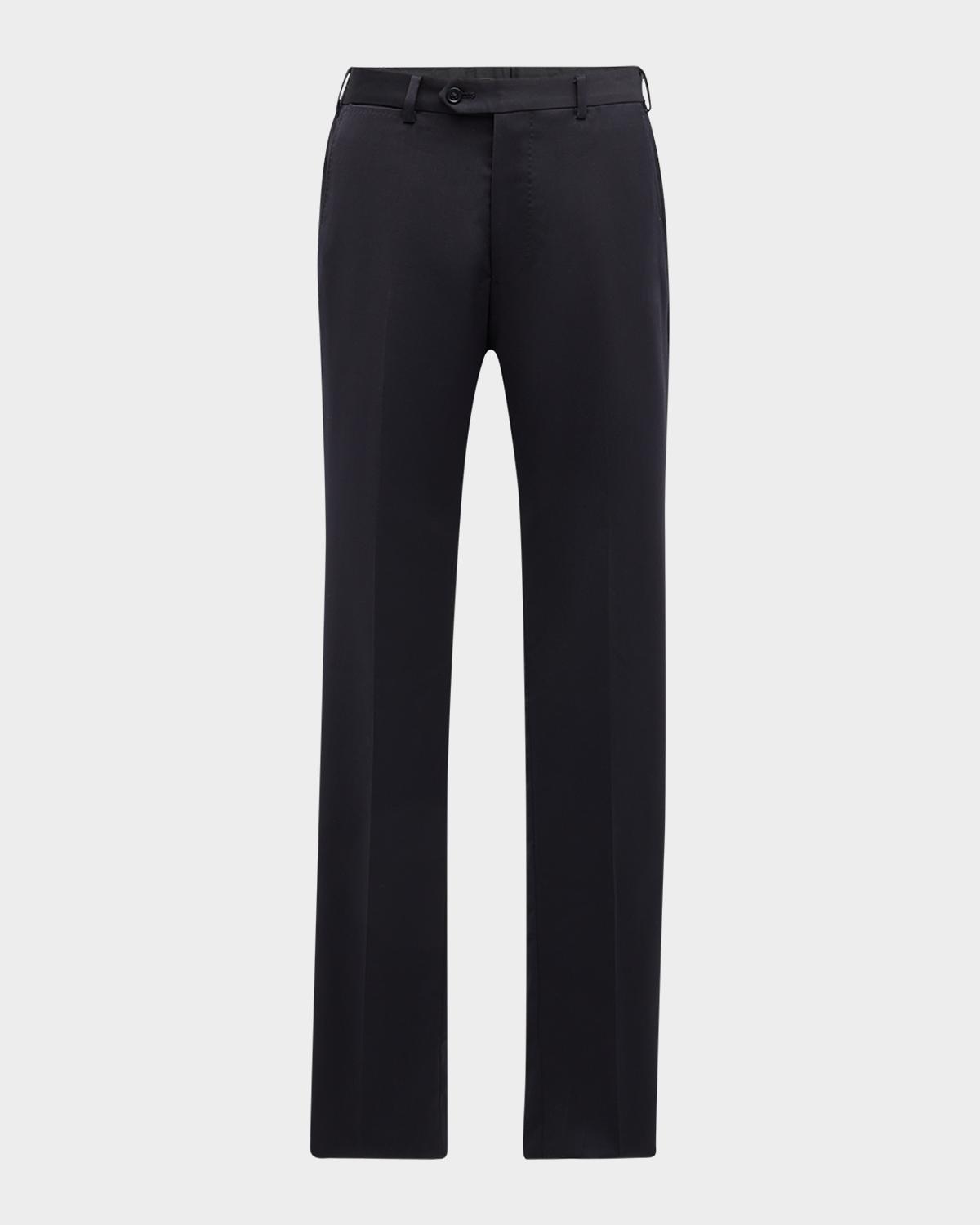 Emporio Armani Basic Flat-Front Wool Trousers