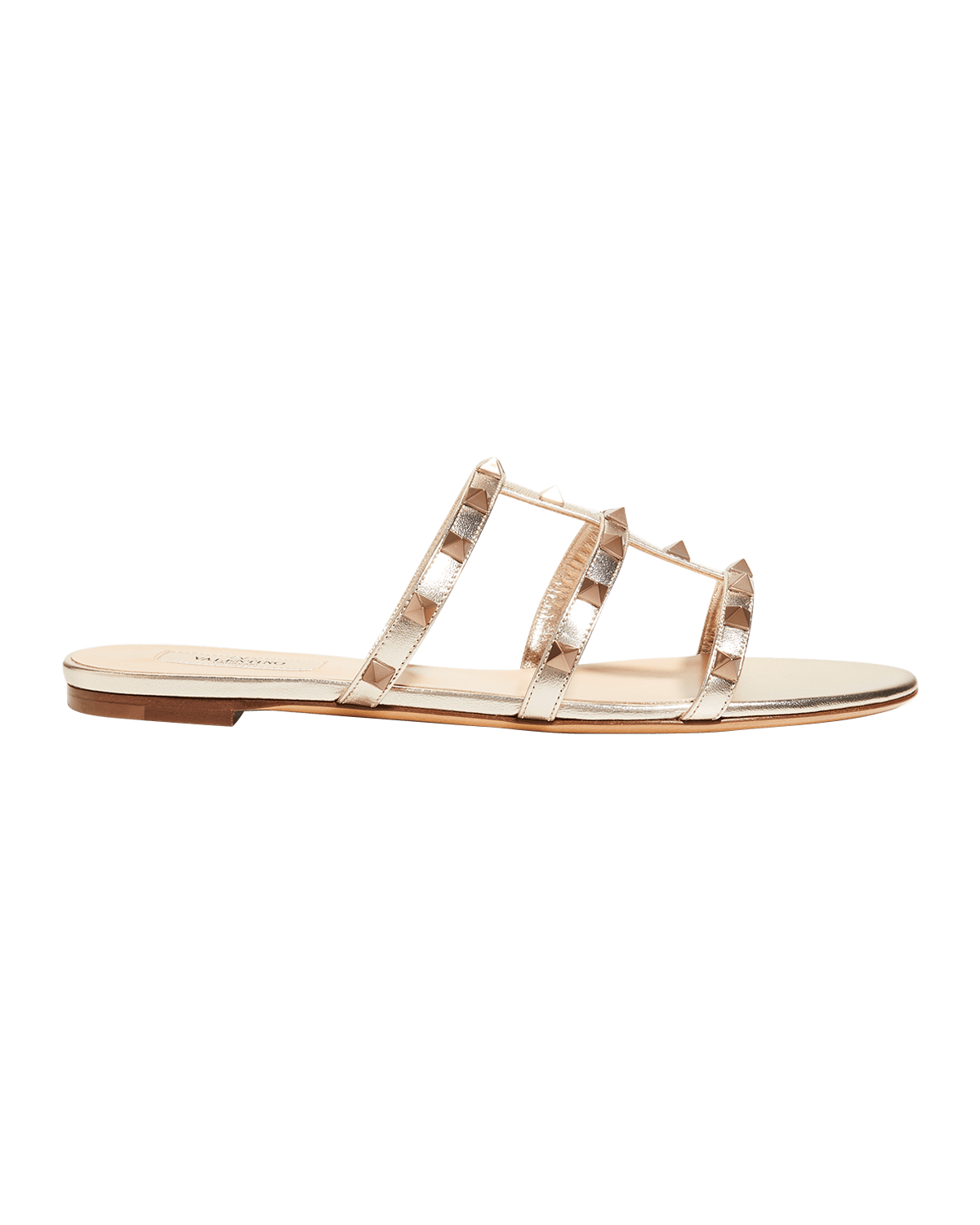 Valentino Garavani Rockstud Metallic City Flat Slide Sandals