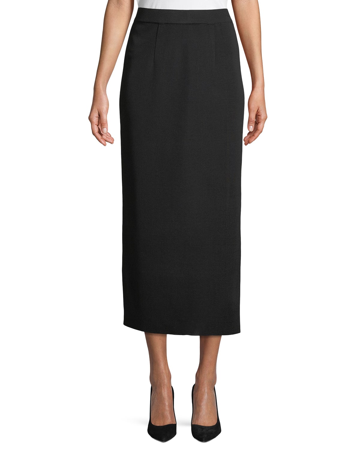 Joan Vass Plus Size Long Pleated Skirt, White | Neiman Marcus