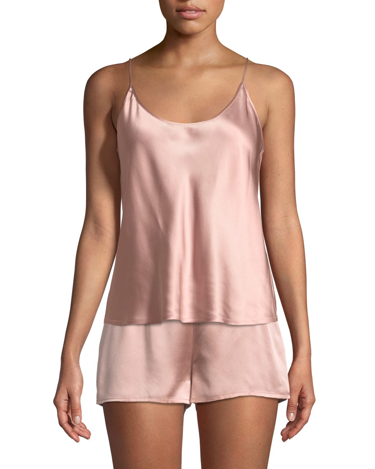 pink silk sleeveless top