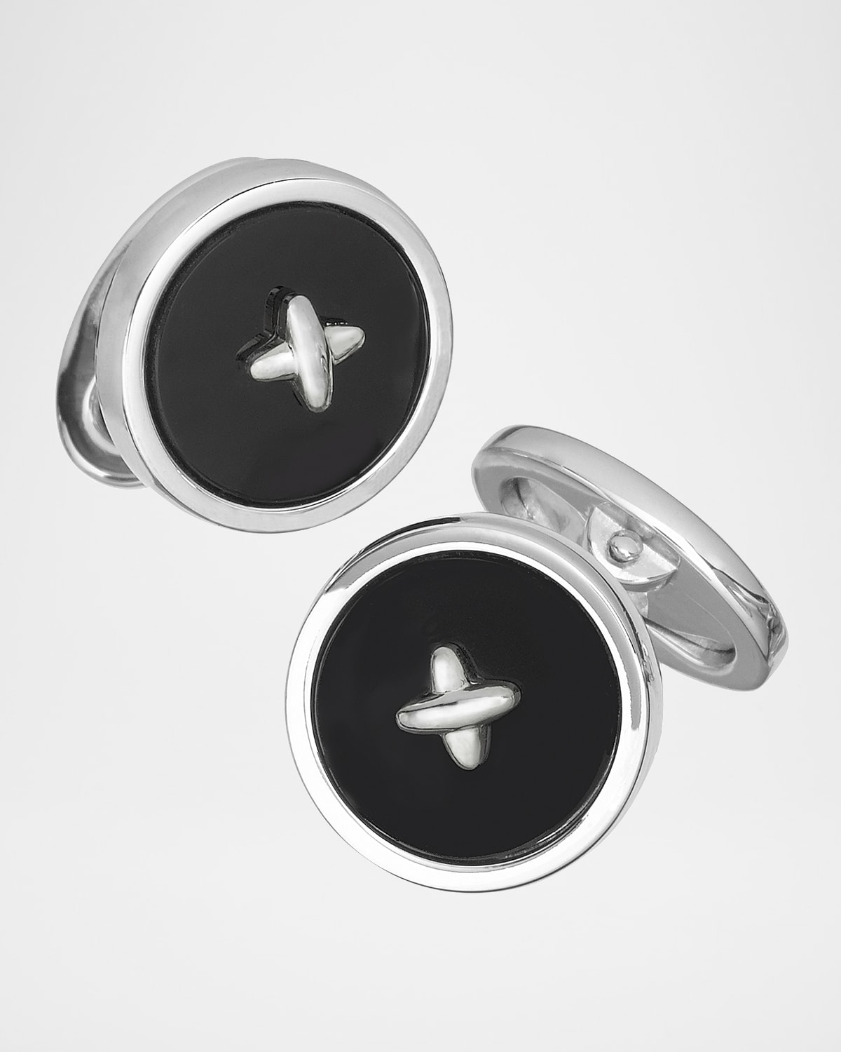 Jan Leslie Men 's Black Onyx Button Cufflinks
