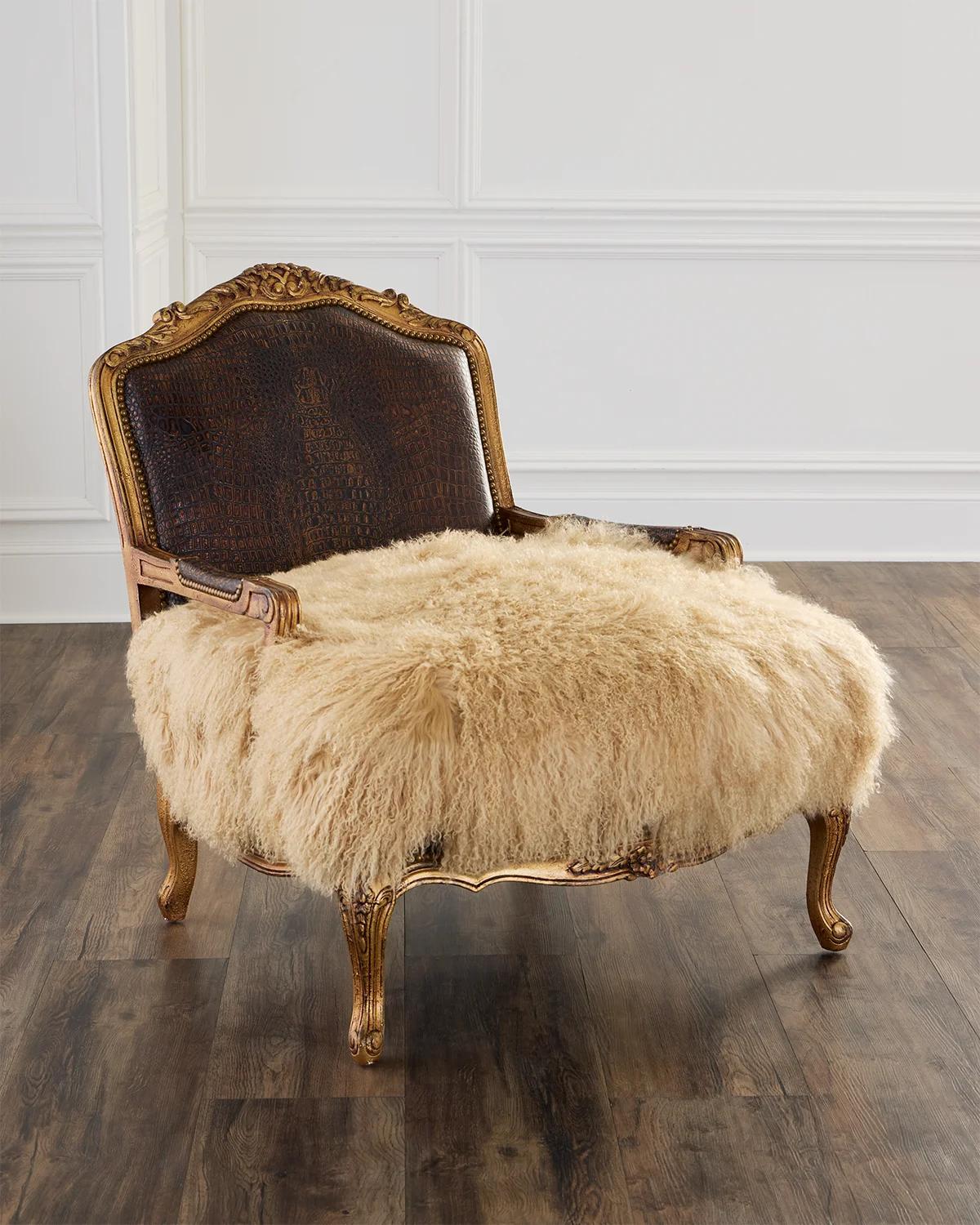 Bates Leather Bergere Chair