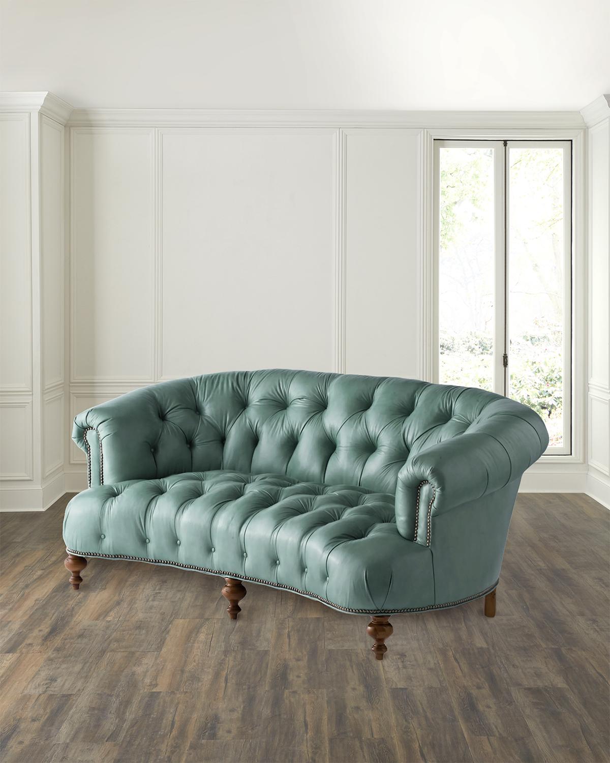 Teresa Tufted Leather Sofa, 71"