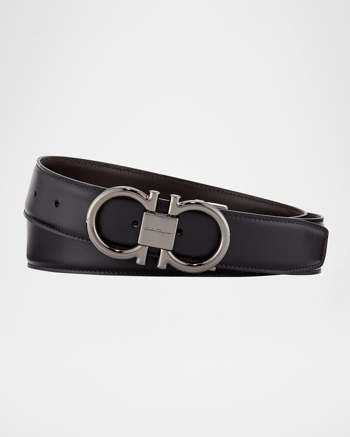 Ferragamo Men 's Double-Gancini Reversible Leather Belt