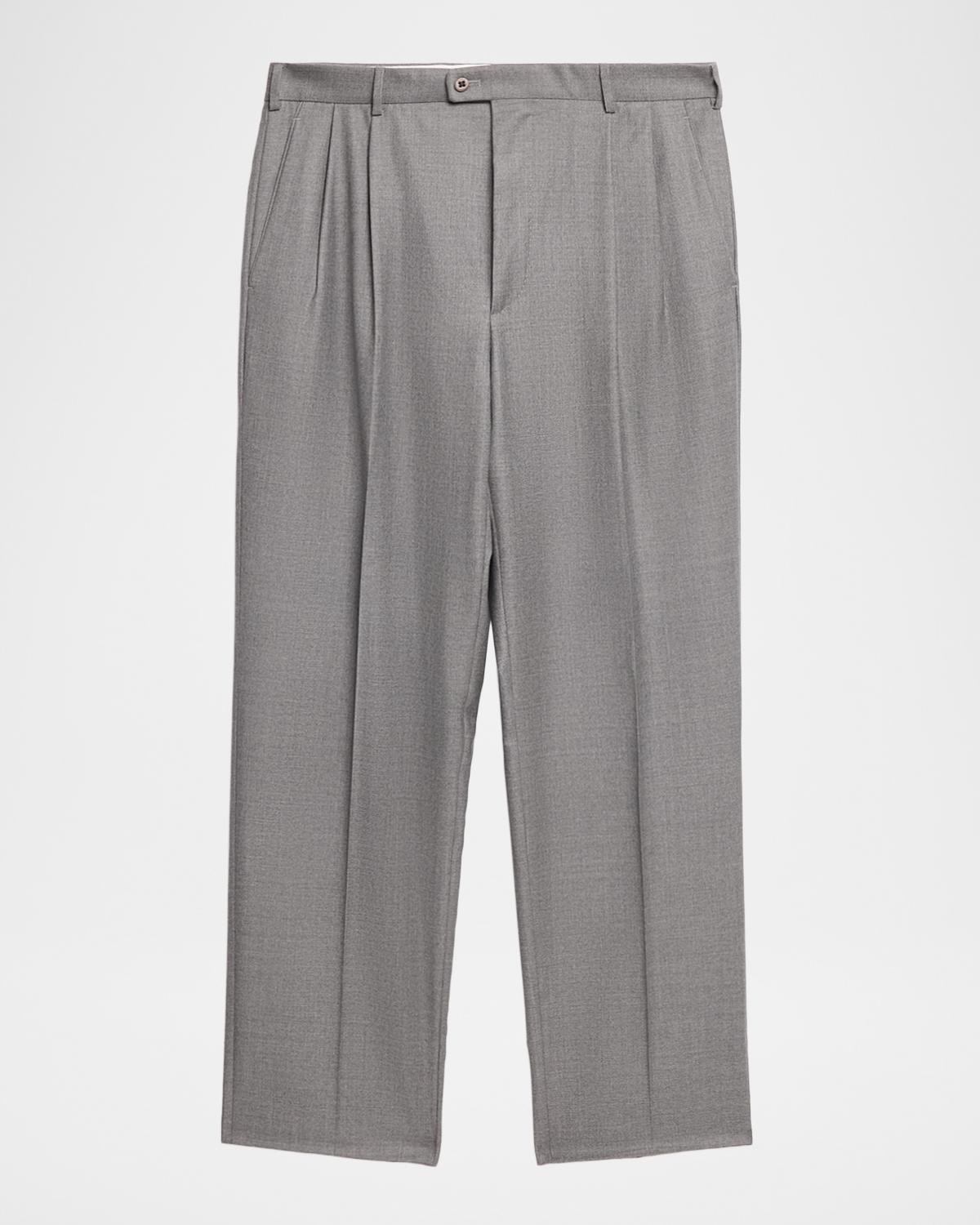 Zanella Men's Bennett Wool Straight-Fit Pleated Trousers