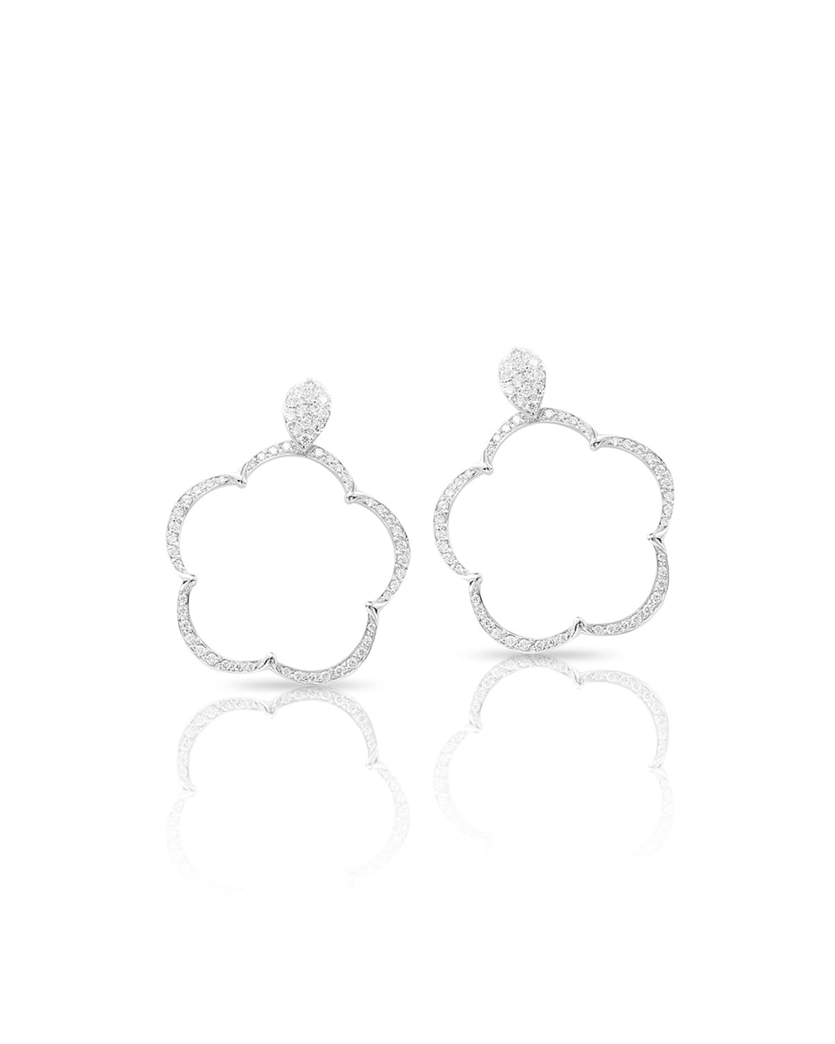 Pasquale Bruni Ton Joli 18k White Gold Diamond Pave Floral Drop Earrings