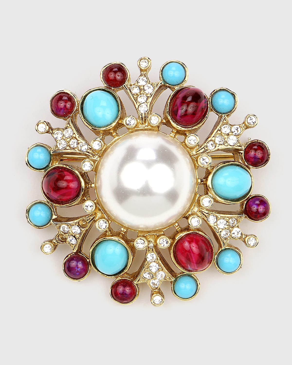 Ben-Amun Cluster Brooch w/ Pearly Center
