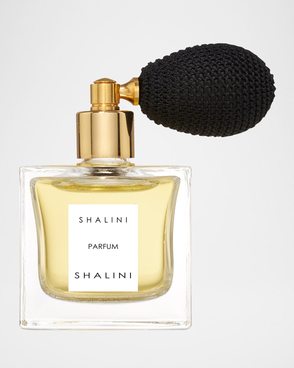 Shalini Parfum Cubique Glass Bottle with Black Bulb Atomizer, 1.7 oz. 50 mL