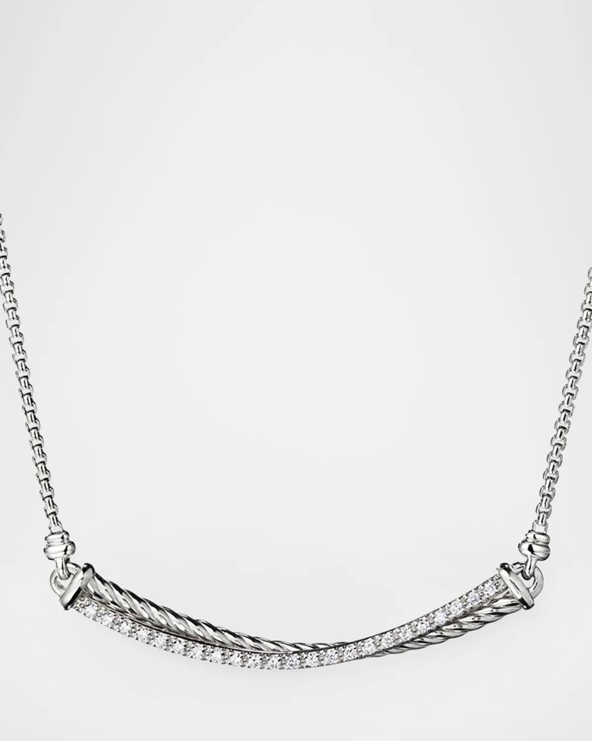 Crossover Diamond Bar Necklace