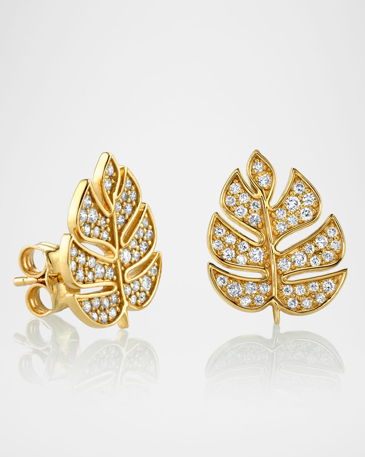 Sydney Evan Medium Monstera Leaf Stud Earrings