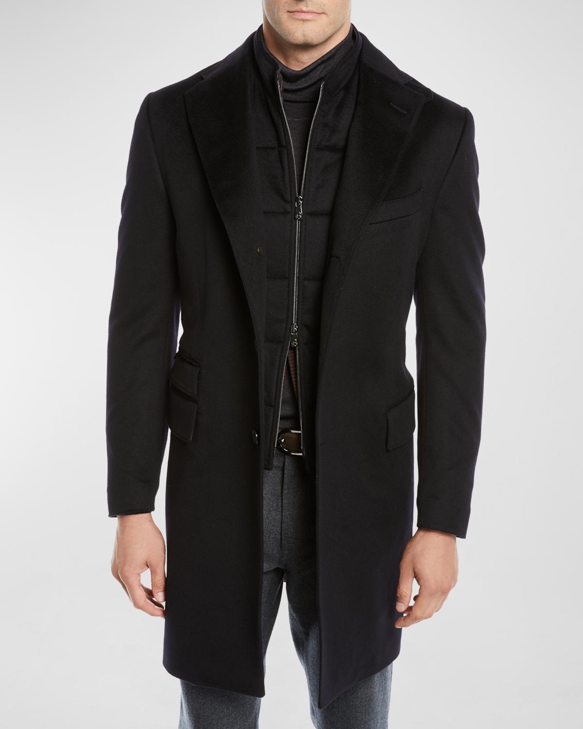 Corneliani Men's ID Wool Top Coat, Black