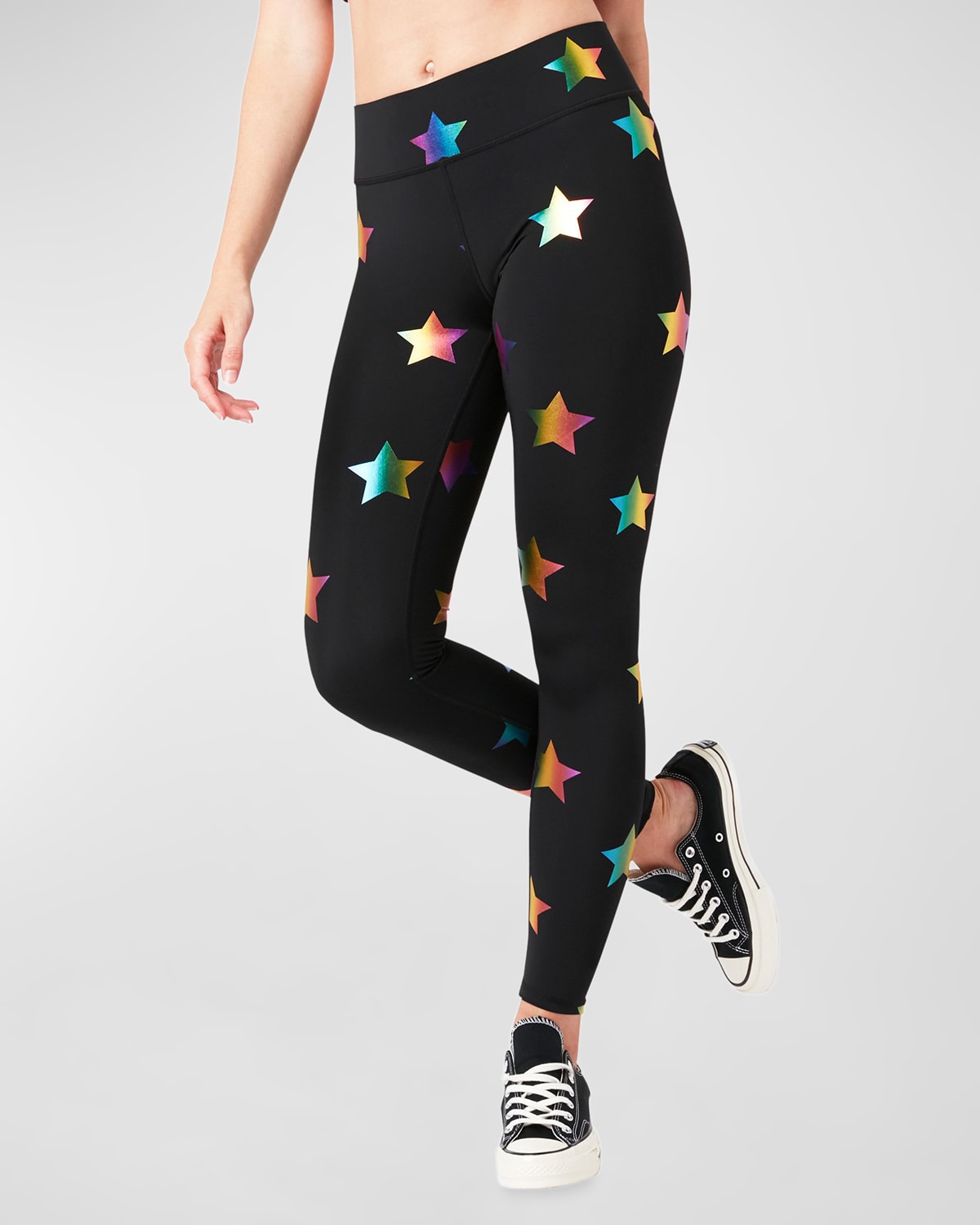 Terez Black Rainbow Star Foil UpLift Leggings