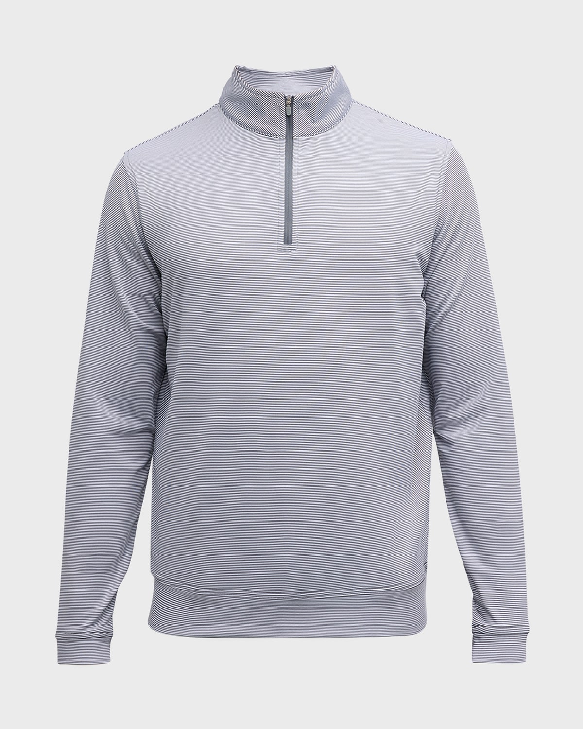 Peter Millar Mens Perth Micro-stripe Half-zip Sweater In Graywhite 