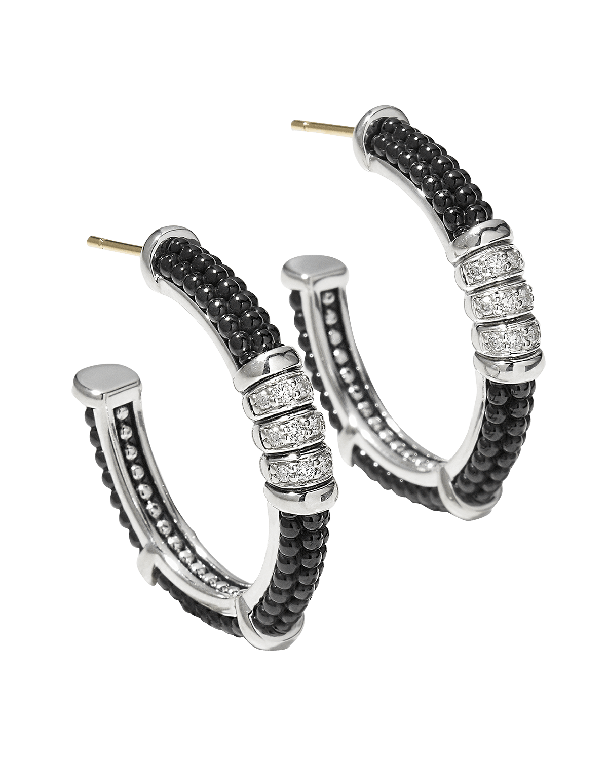 LAGOS Black Caviar Diamond Hoop Earrings
