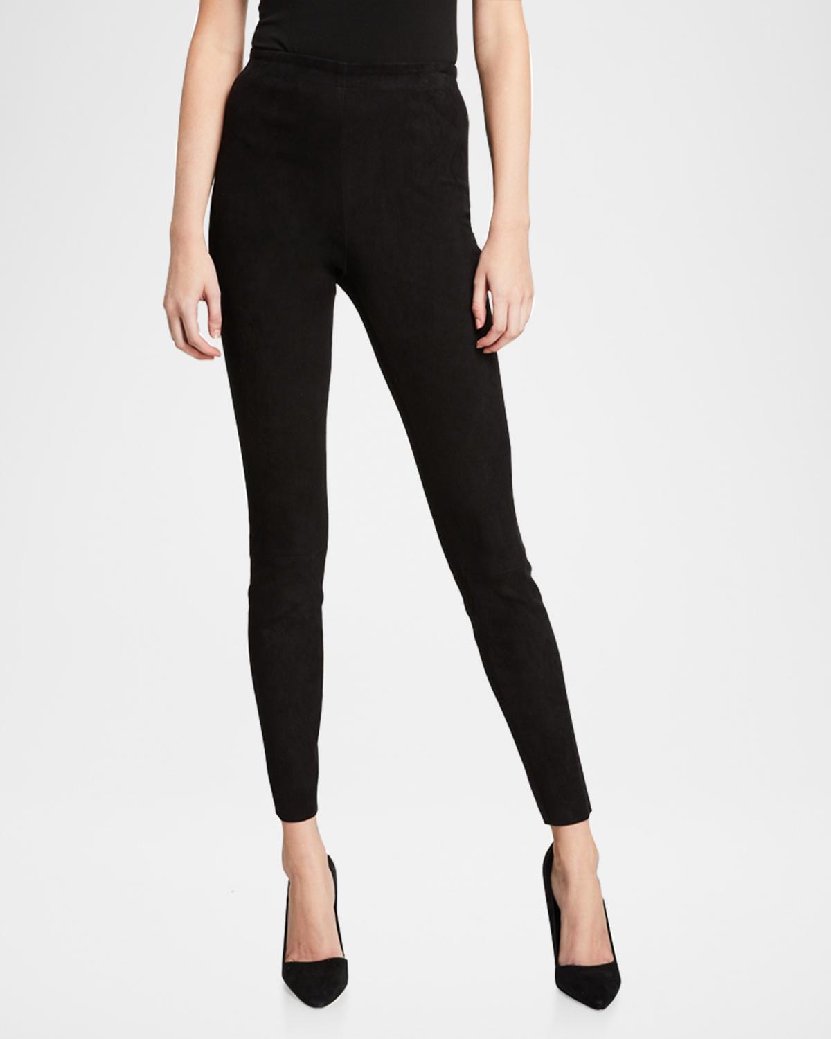 ALICE + OLIVIA Maddox Suede High-Waist Side-Zip Leggings