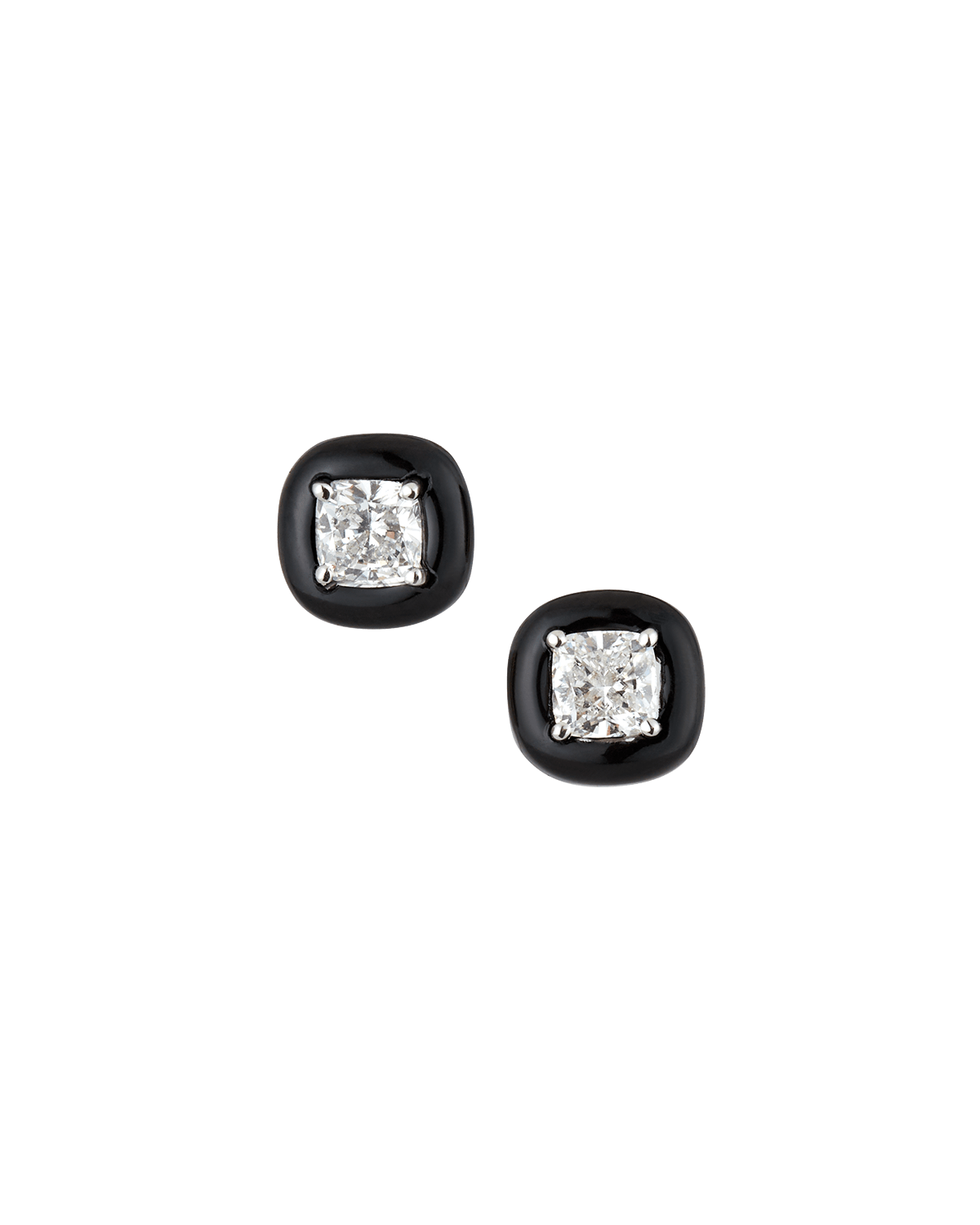 Nikos Koulis 18k Oui Diamond & Black Enamel Stud Earrings