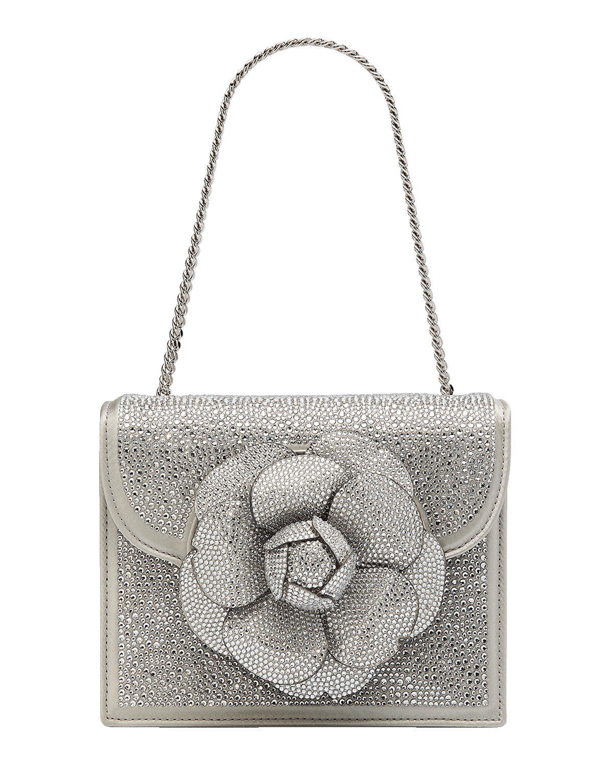 Oscar de la Renta Mini Tro Crystal Suede Crossbody Bag