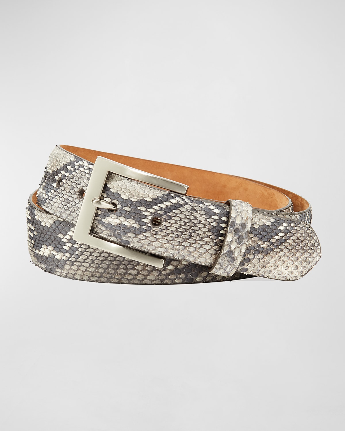 W. Kleinberg Men 's Matte Python Snakeskin Belt