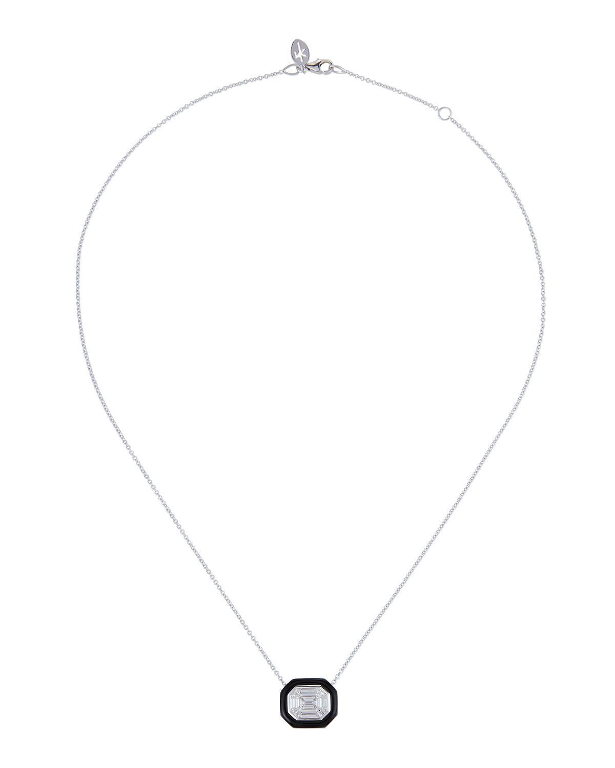 Nikos Koulis 18k White Gold Oui Diamond & Enamel Necklace