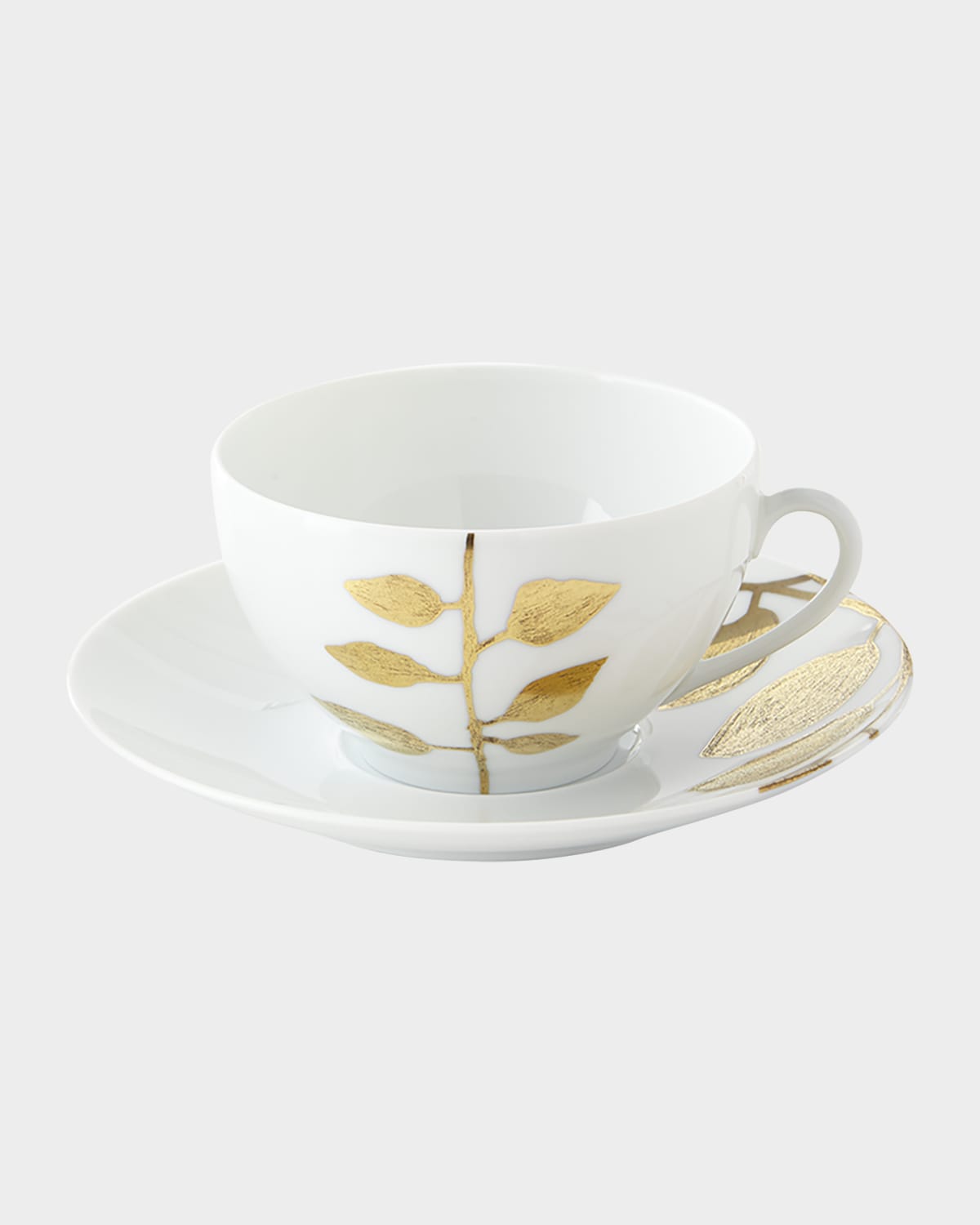 Haviland & Parlon Daphne White Gold-Leaf Breakfast Cup & Saucer