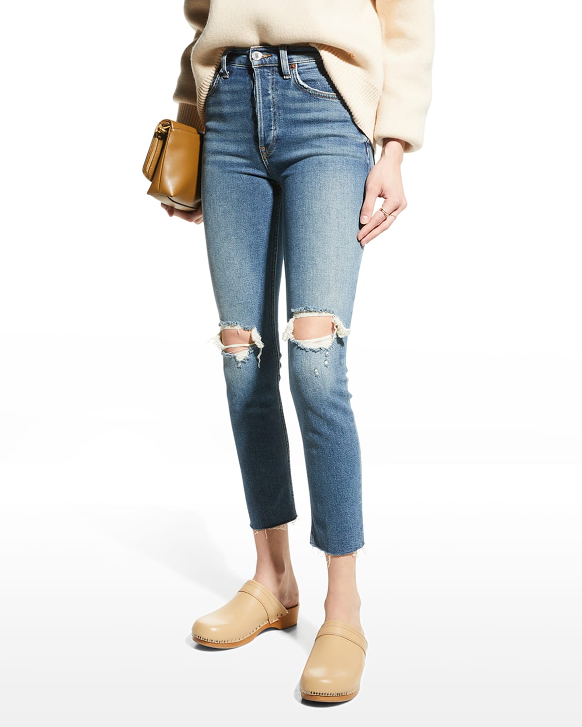FRAME Le High Skinny Velvet Tux Ankle Jeans Neiman Marcus