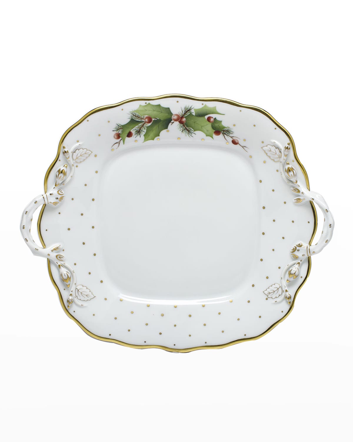Herend Winter Shimmer Square Cake Plate with Handles