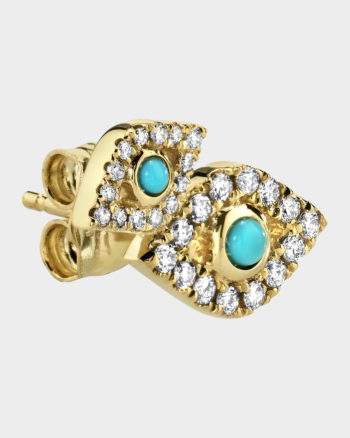 Sydney Evan 14K Small Turquoise Bezel Evil Eye Diamond Earring, Single
