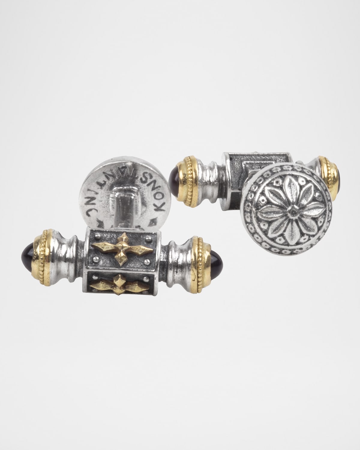 Konstantino Men 's Stavros Sterling Silver 18k Gold Cuff Links