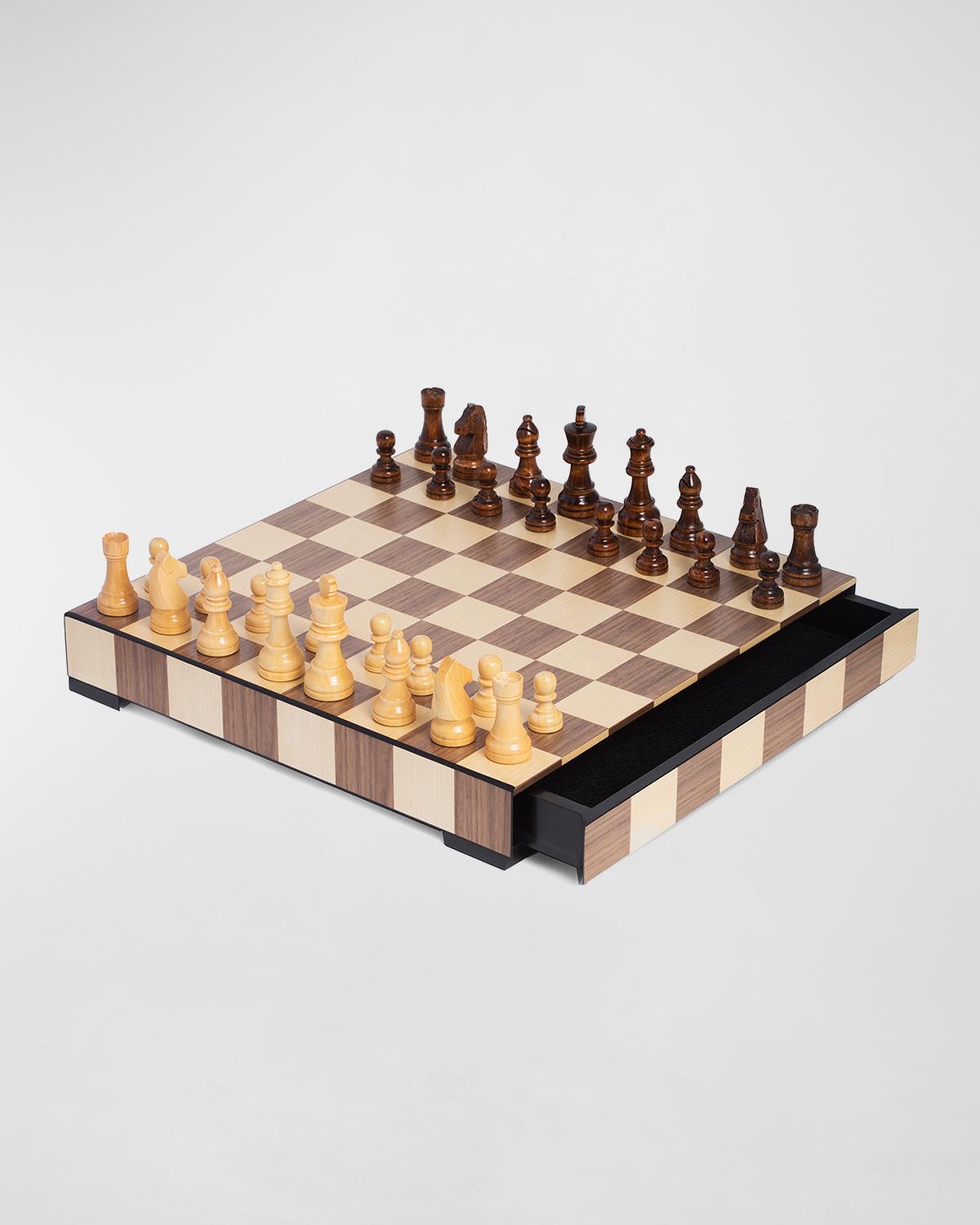 Bey-Berk Wood Matte Inlay Chess/Checkers Set
