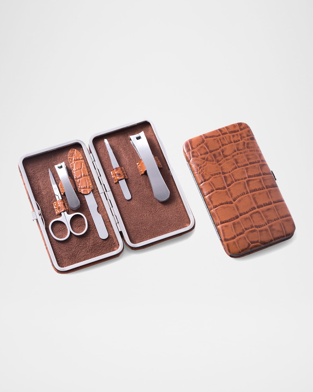 Bey-Berk Embossed Leather Manicure Set