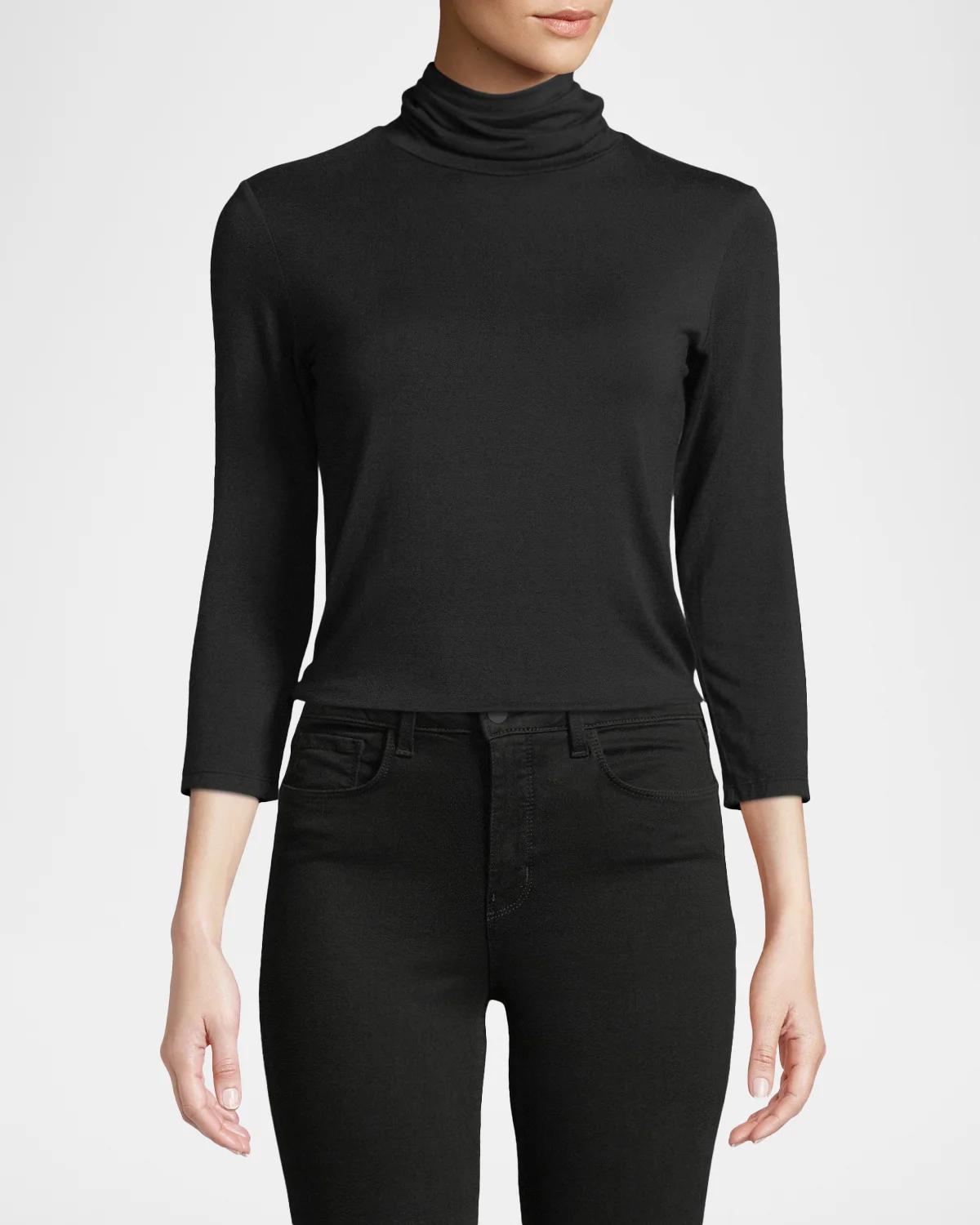 L 'AGENCE Aja 3/4-Sleeve Turtleneck Top