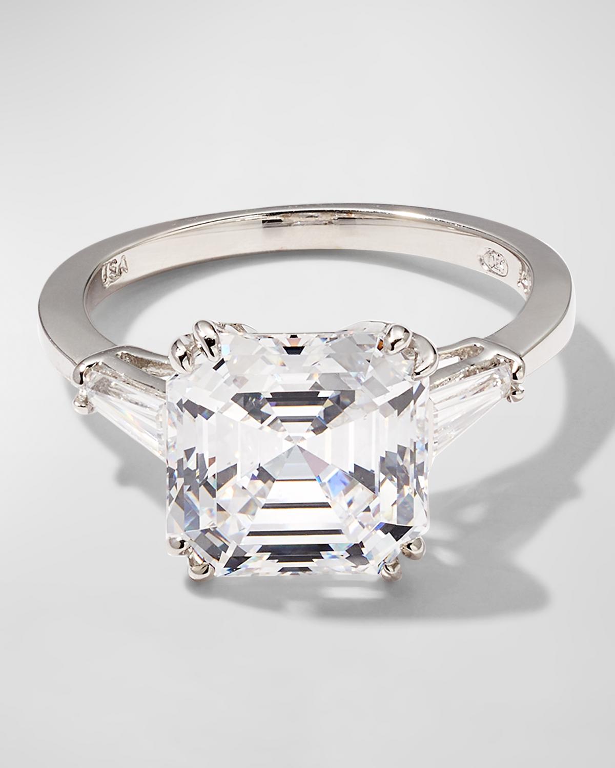 4.5 TCW 14k White Gold Asscher Cubic Zirconia Ring