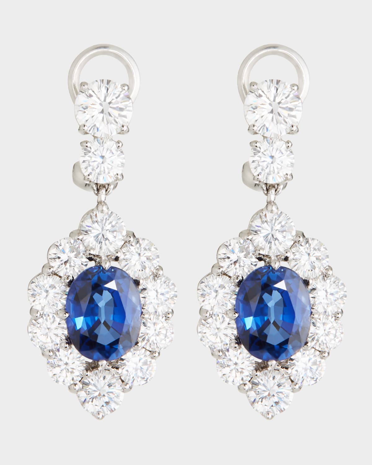 Fantasia by DeSerio Lab Grown Sapphire Oval Drop Earrings