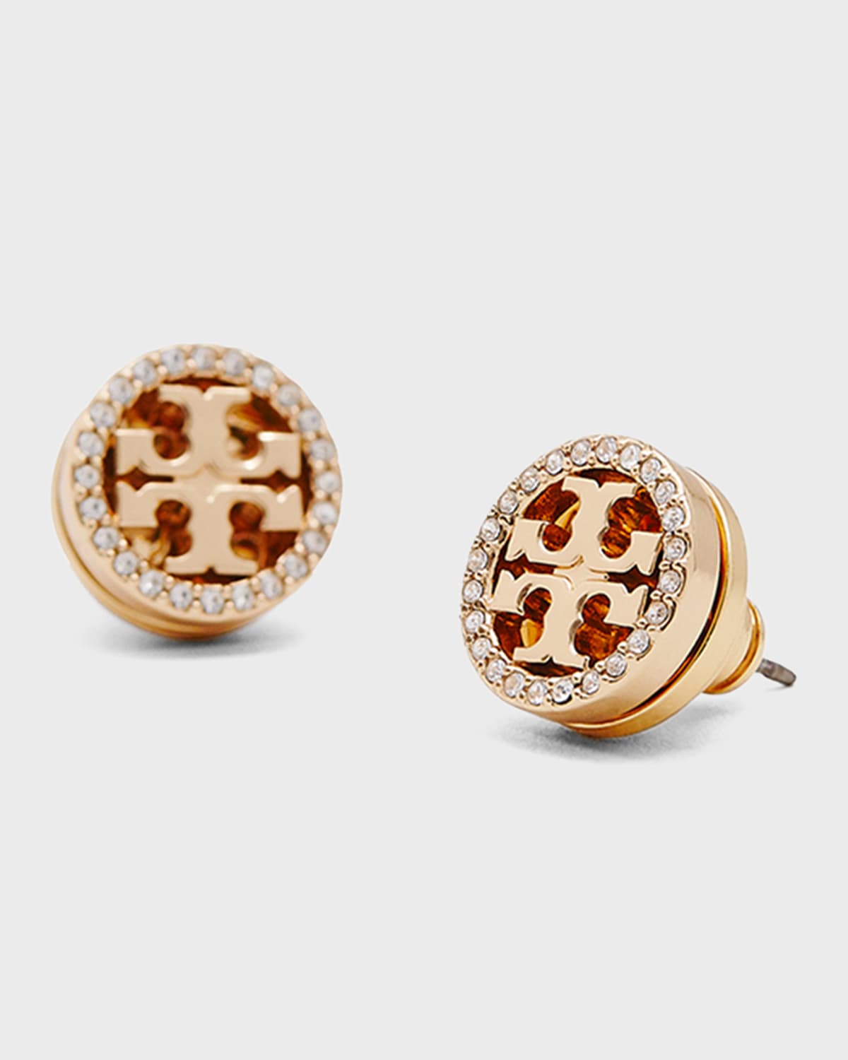 Tory Burch Icon Pavé Circle Stud Earrings