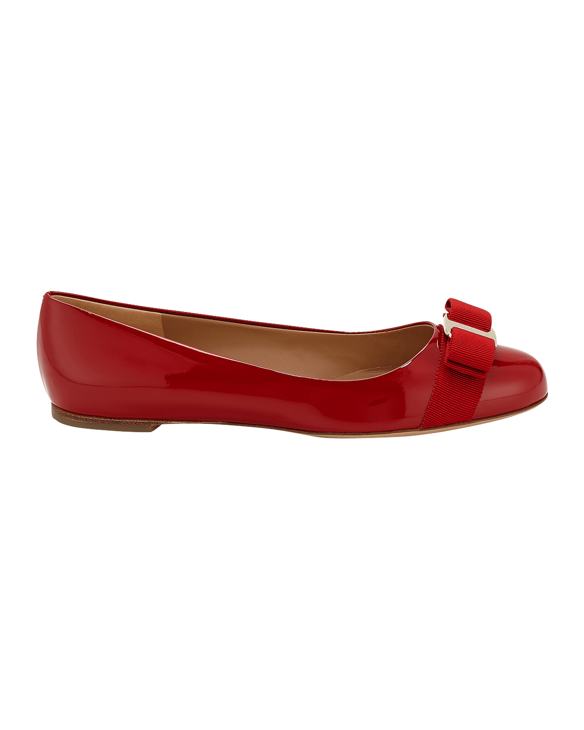 Ferragamo Varina Patent Leather Bow Ballerina Flats