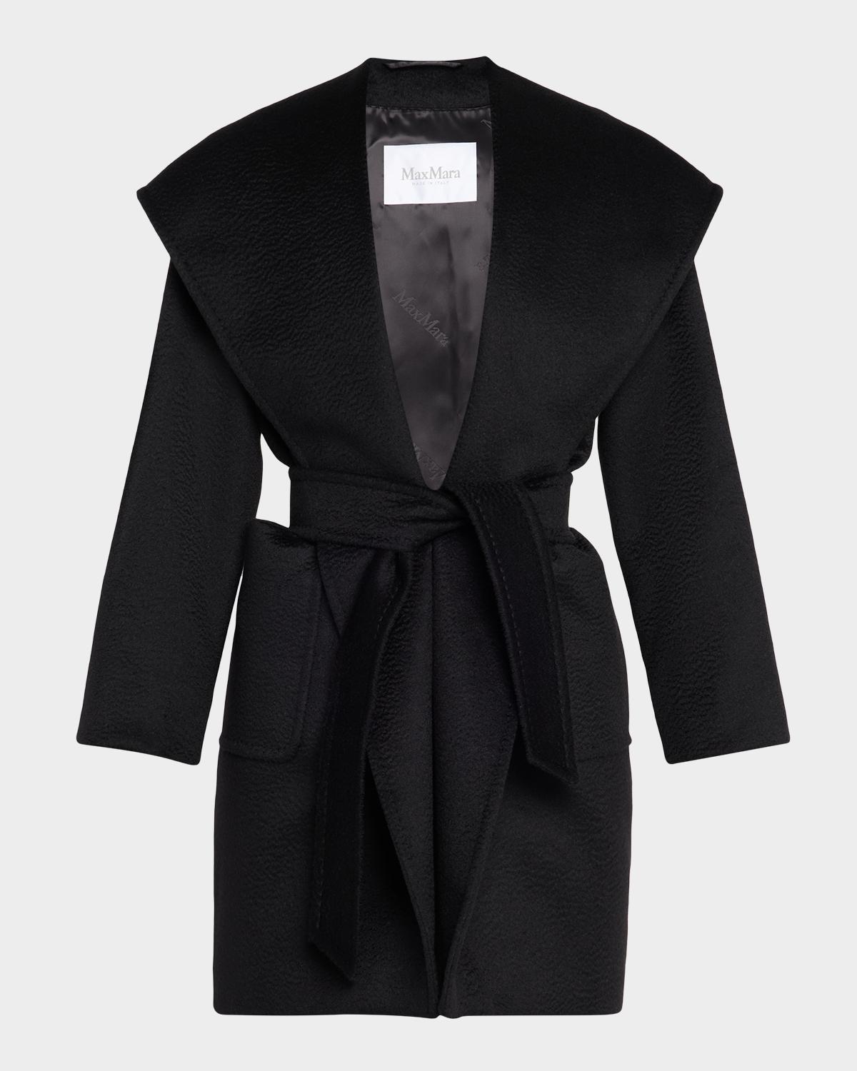 Max Mara Rialto Camel Hair Belted Short Hooded Coat