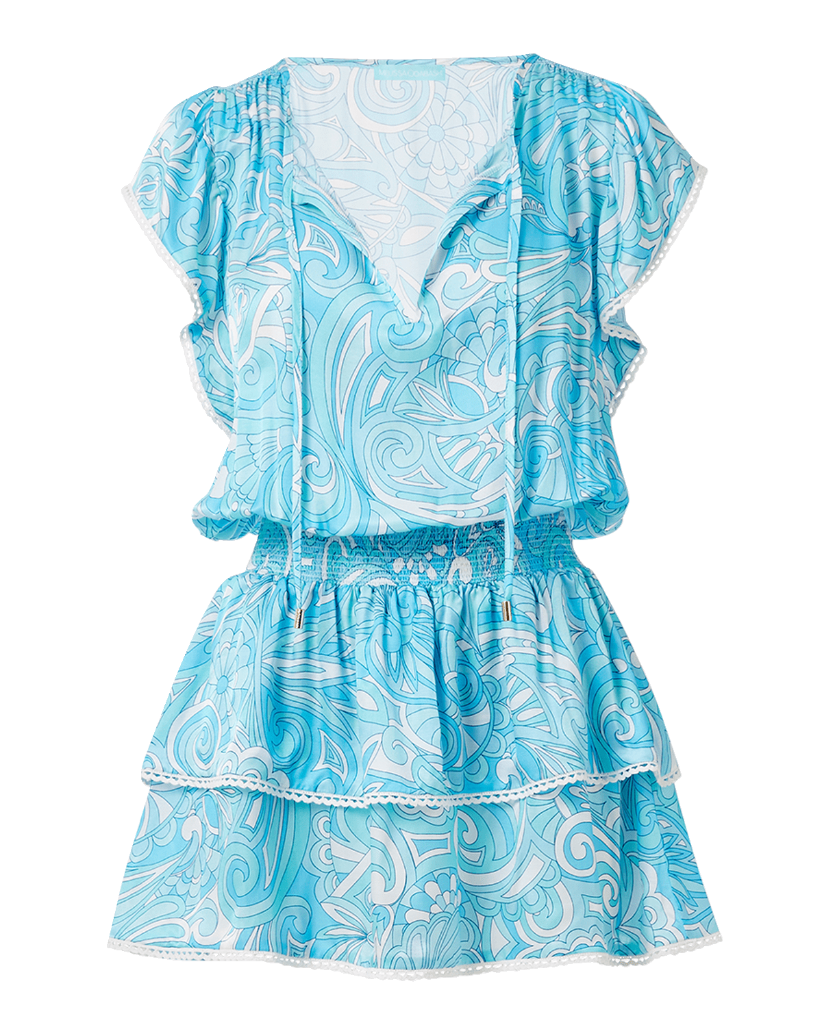 Melissa Odabash Keri Ruffle Tiered Print Coverup Dress