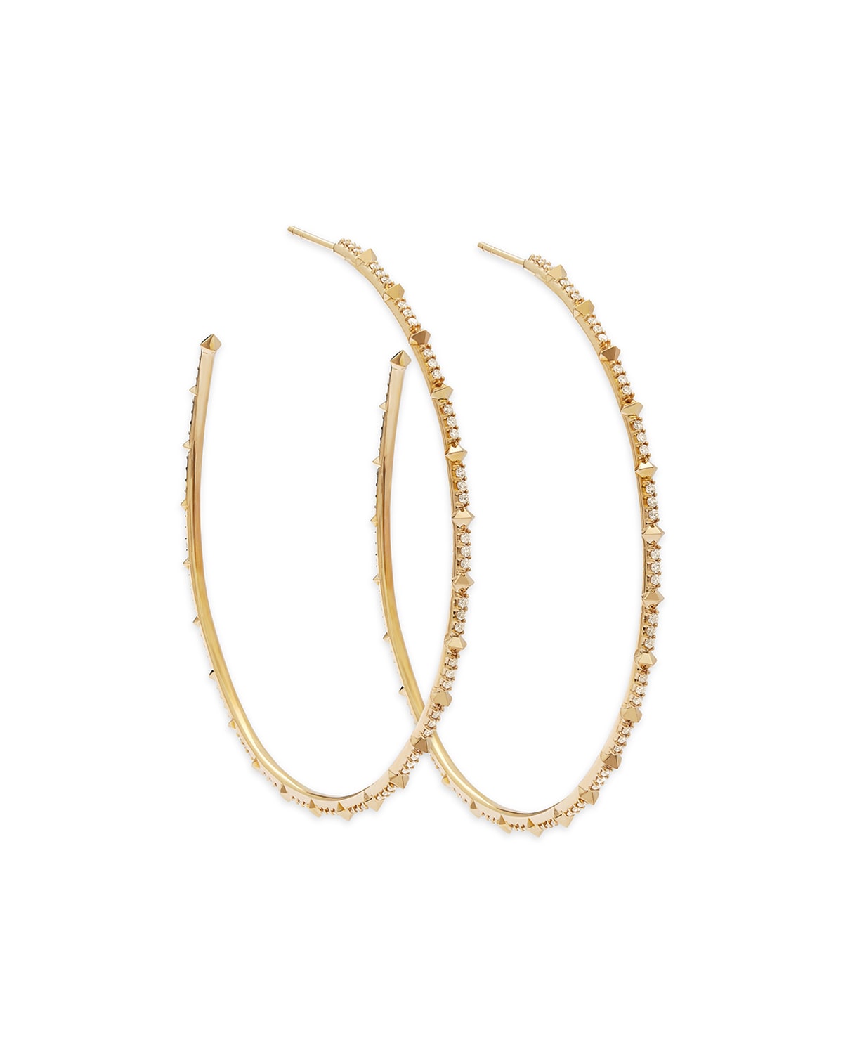 Paradise Jewelers 14K White Gold 1.5mm Diamond Cut Hoop Earrings