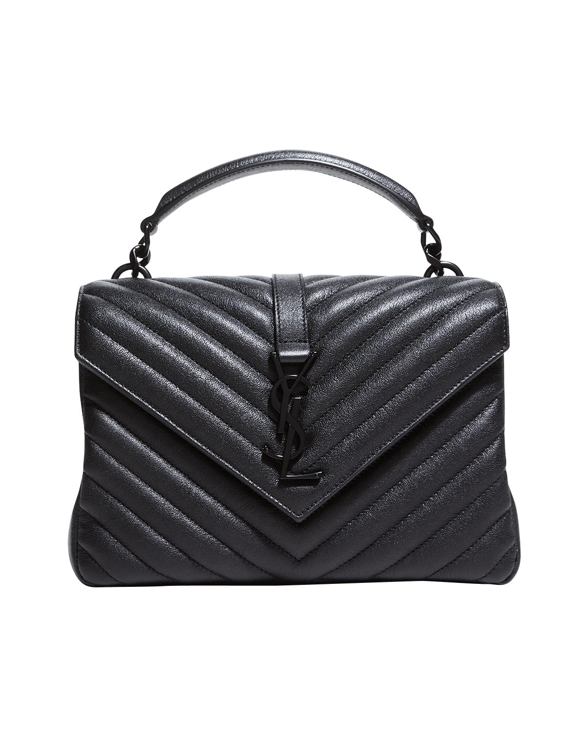 Saint Laurent College Medium Flap YSL Shoulder Bag in Quilted Leather