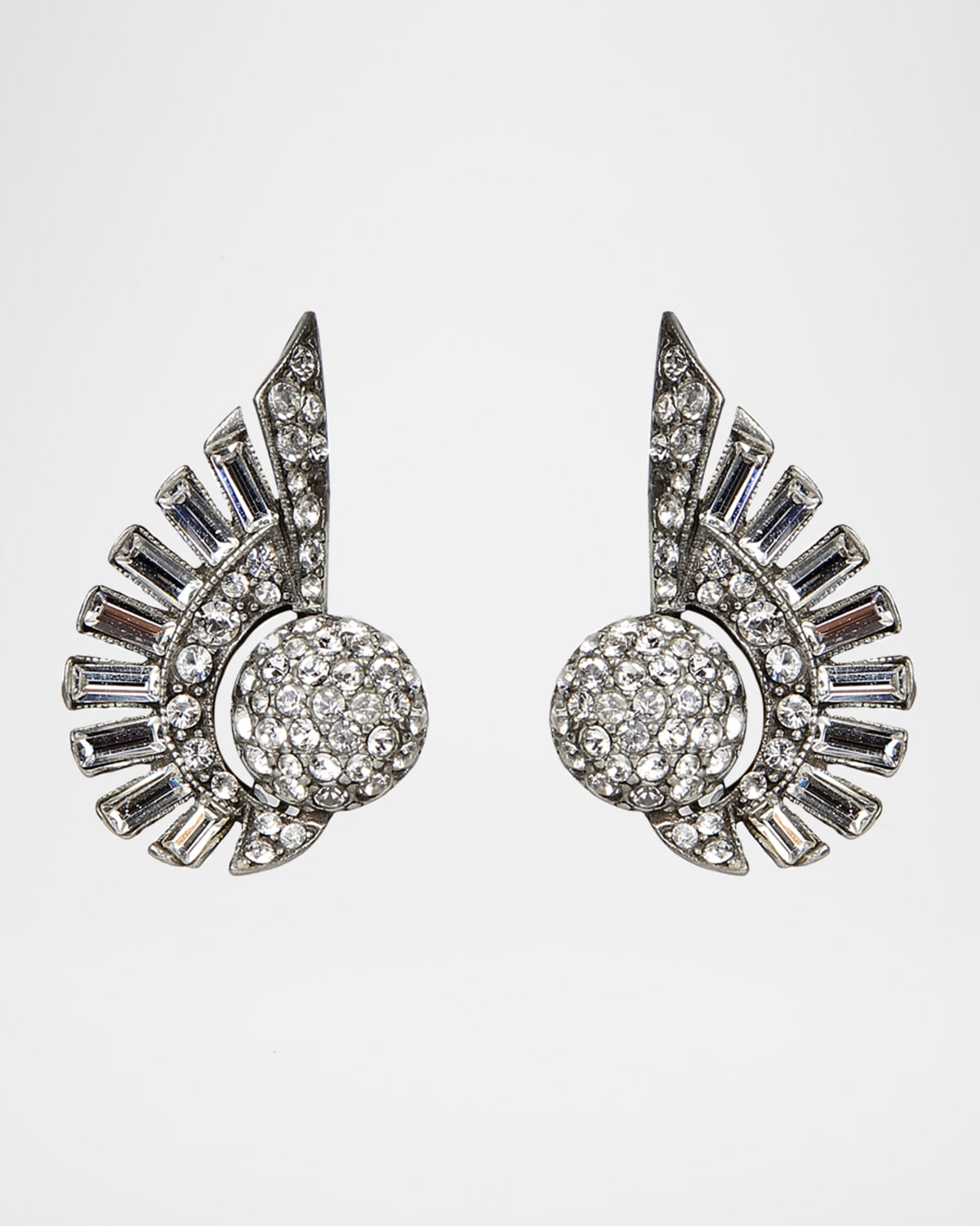 Ben-Amun Crystal Deco Clip-On Earrings