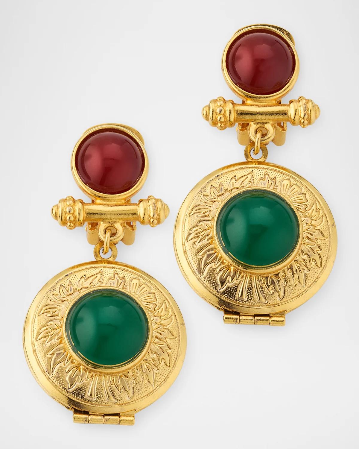 Crystal Deco Geometric Clip Earrings