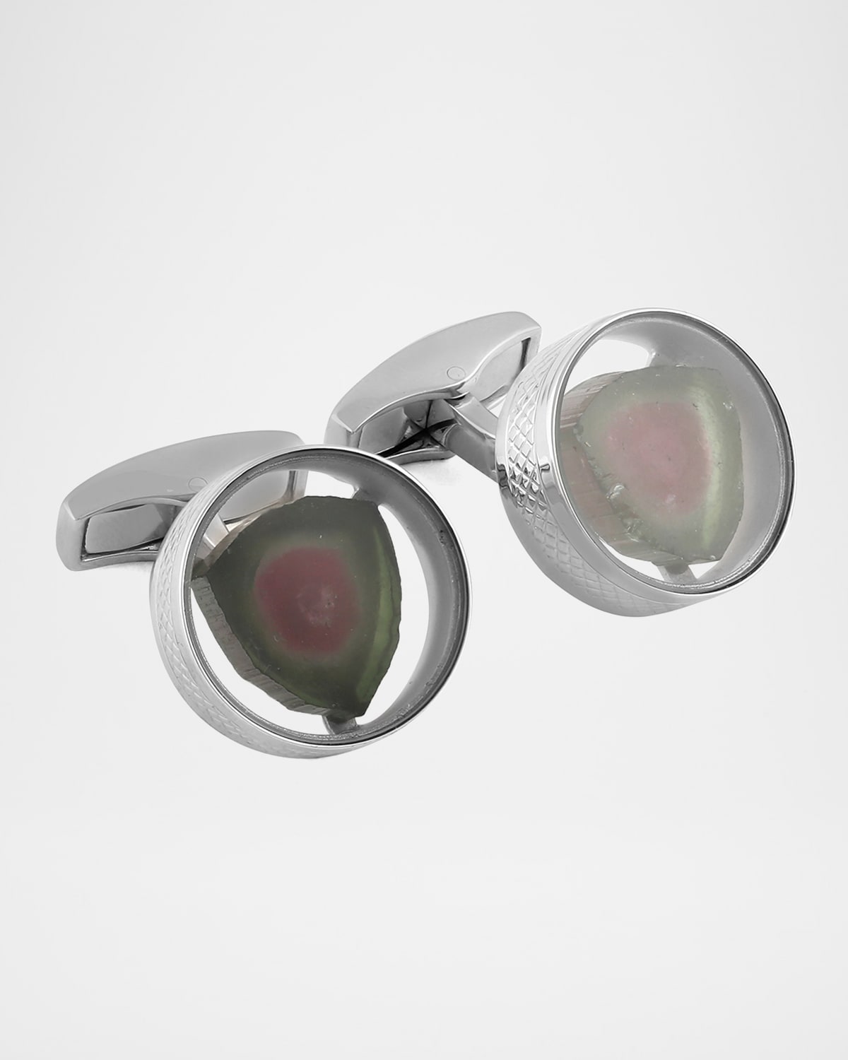 Tateossian Watermelon Tourmaline Round Cuff Links